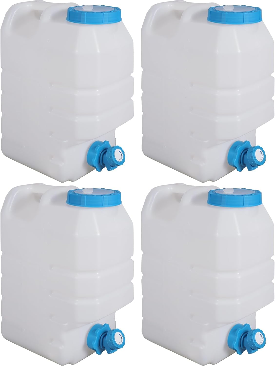 3.9 Gallon/15L Water Container with Spigot, Portable BPA Free Water Jug, Multifunction Water Tank for Camping Outdoor Hiking Picnic Supplies, 4 Pack