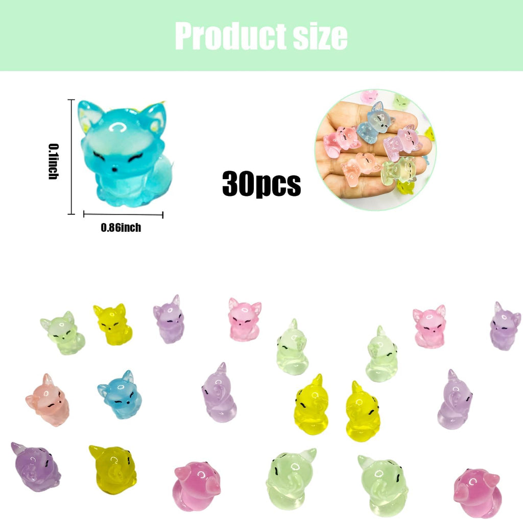 30PCS Mini Fox Decor for Dollhouse Resin Animal Tiny for Crafts Micro Miniature Foxs for Fairy Garden Dollhouse Micro Landscaping Decoration (Fox 2)
