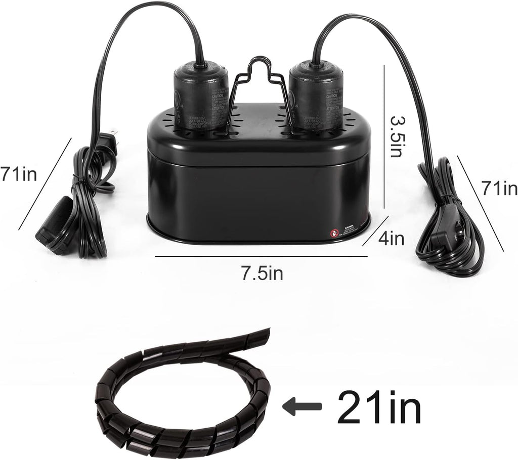 REPTI ZOO Dual Nano Dome Reptile Lamp Fixture Combo Pack Includes 5W Mini Fluorescent UVB Light Bulb & 35W Ceramic Heat Emitter Reptile Heat Lamp Bulb