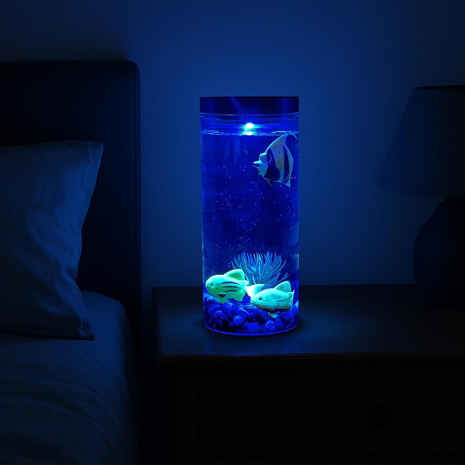 Aquarium Water Lamp, Fish Tank Style Decorative Lamp with Artificial Fish & Plants, LED Ambient Light for Home, Office, Bedroom, Relaxation & Unique Gifts