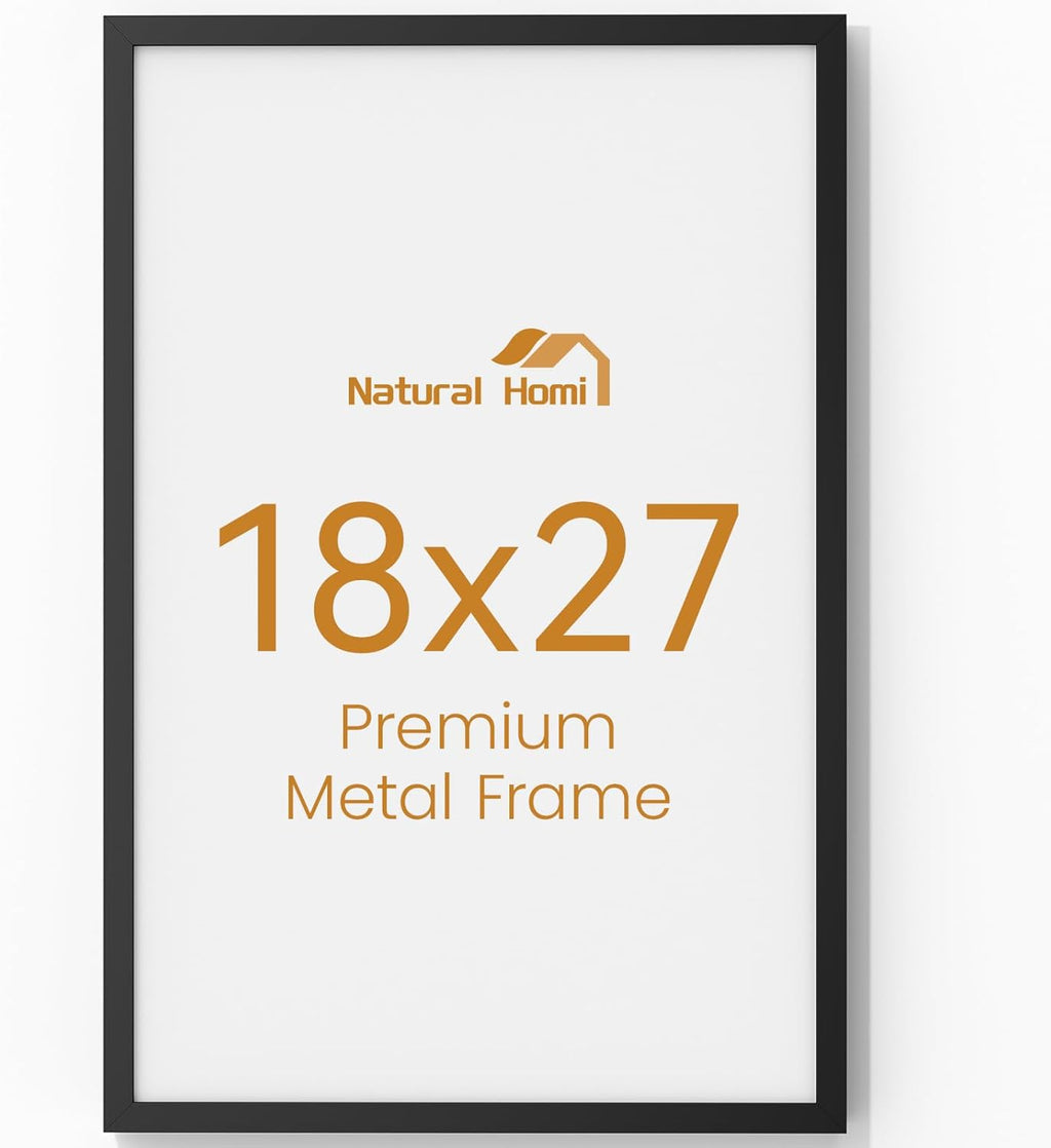 18x27 Aluminum Metal Picture Frame,Tempered Glass Black Large 18 x 27 Poster Frame for Puzzles Photos or Artwork to Wall Mount Horizontal or Vertical for Decorating House,Office,Hotel