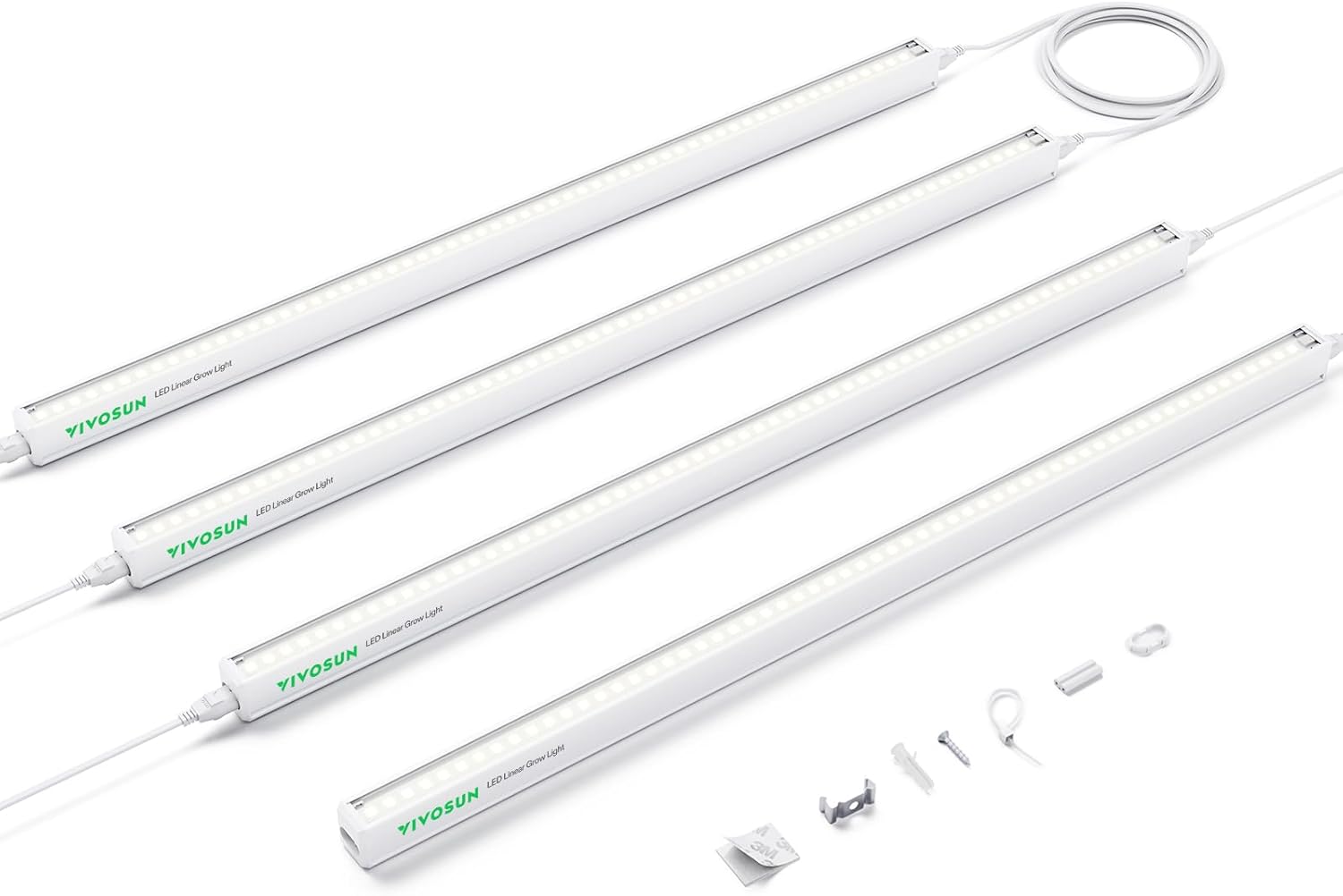 VIVOSUN 2ft Grow Lights for Indoor Plants Full Spectrum, LED Plant Lights 60W(4 X 15W), T5 Grow Light Strip for Seed Starting, Greenhouse, Hydroponics, SGS Compatible, Linkable, 5000K, 4-Pack
