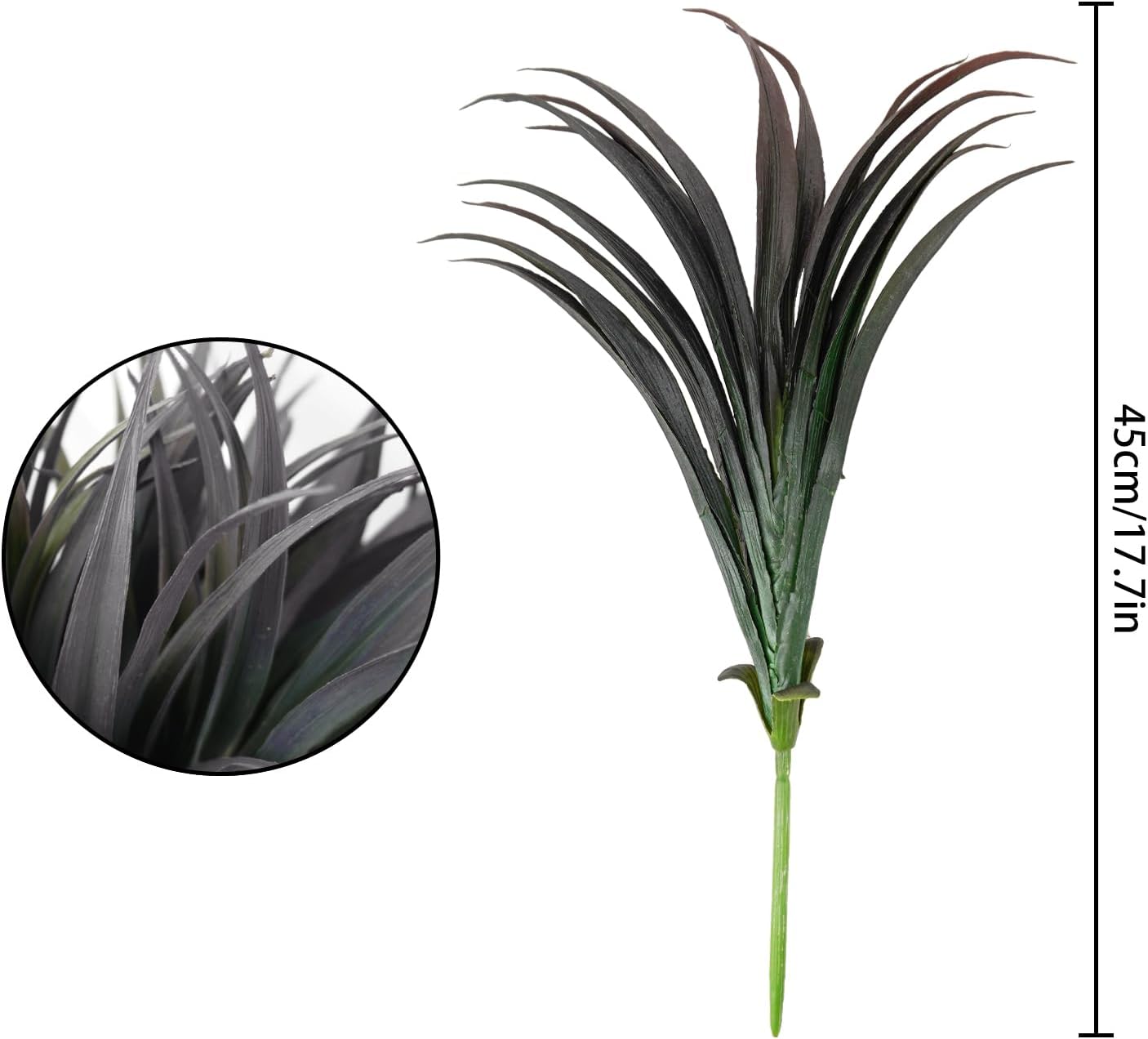 24Pcs Artificial Grass Plant Fake Outdoor Plastic Plants UV Resistant Faux Grasses Greenery Shrubs for Window Box Garden Patio Porch Home Decor Black
