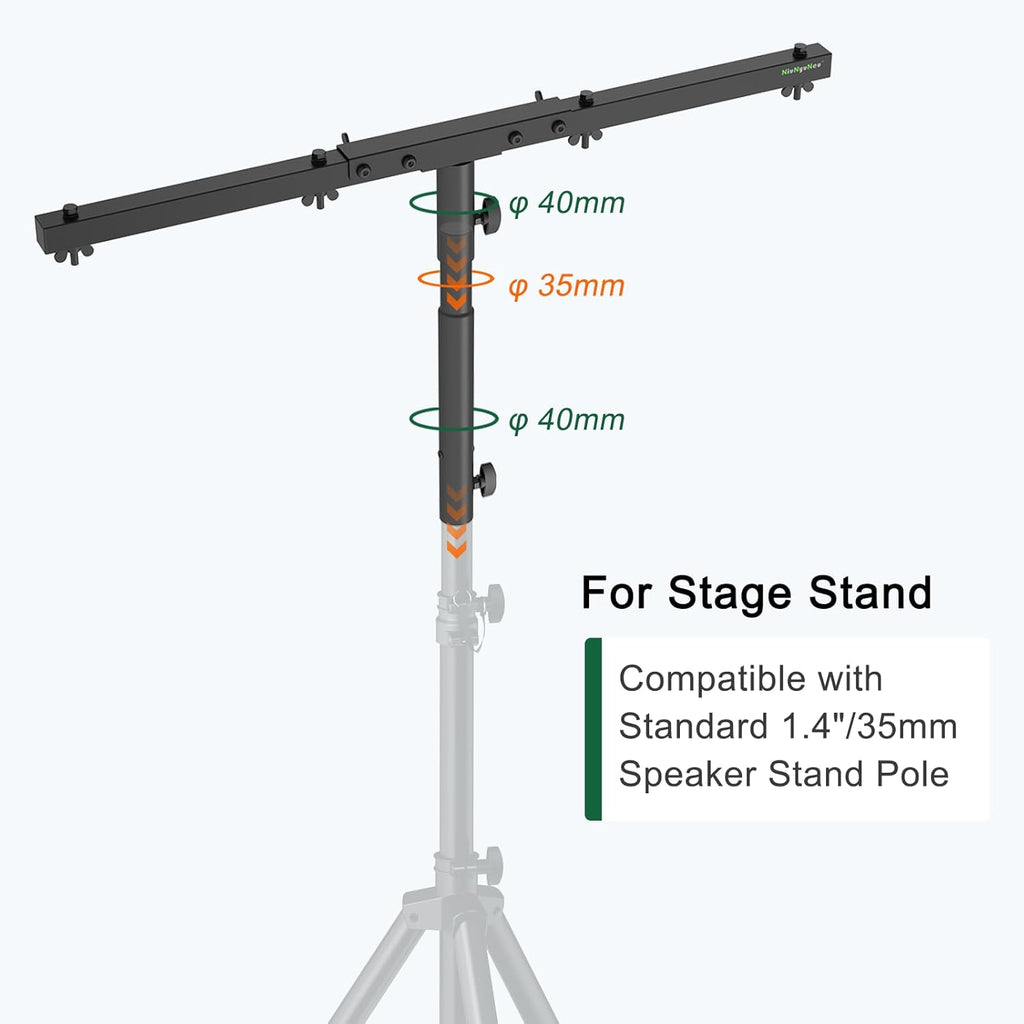 DJ Light Stand T-Bar Extension Cross Bar with 14.5" Extended Pole Mount for Par Light Stage Stand Tripod, Set of 2