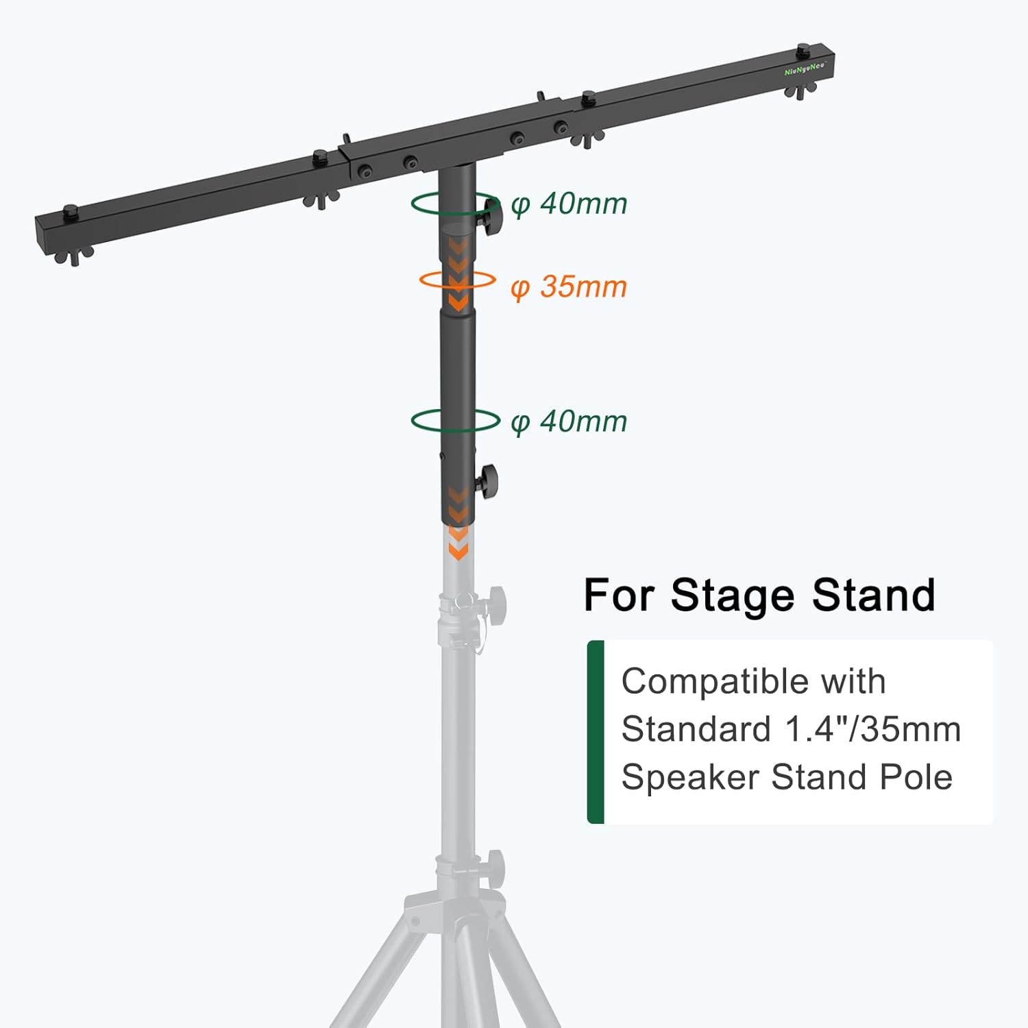 DJ Light Stand T-Bar Extension Cross Bar with 14.5" Extended Pole Mount for Par Light Stage Stand Tripod, Set of 2