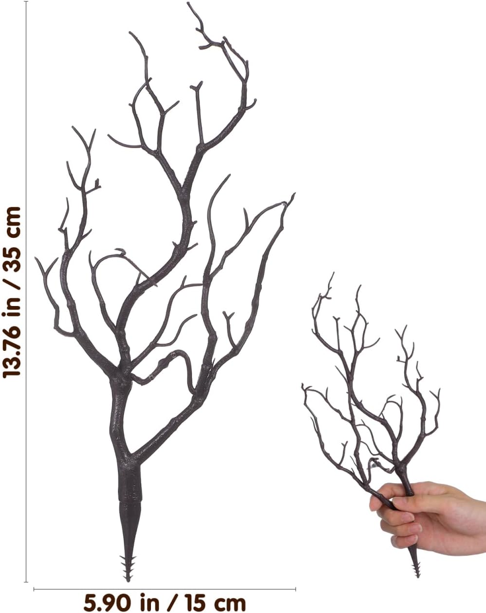 LIFKOME Artificial Antler Dried Tree Branches 13.76'' Art Witch Antler Branch Decorative Plant Twigs Plastic Dry Branches Decor for Wedding Christmas Party Home Supplies Brown 4pcs