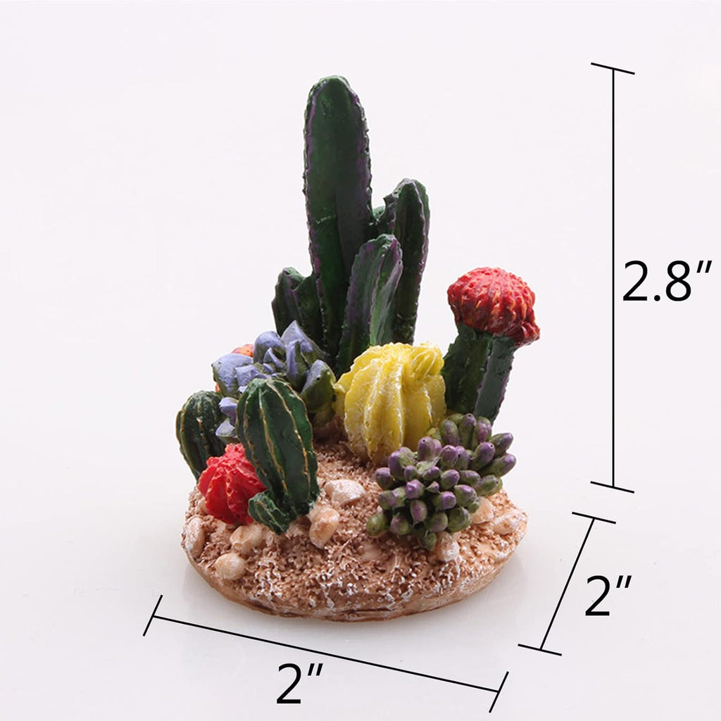 Succulents Cactus Plant Fish Tank Decorations Desert Oasis Decor Sculpture Collection Reptile Turtle Lizard Spider Tanks Terrarium Figurine Statue Décor Ornament Pet