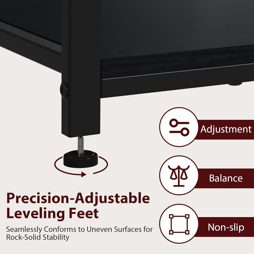 TFK 20-29-37 Gallon Fish Tank Stand with Power Outlet, Heavy Duty Metal Aquarium Stand with Two Storage Drawers for Fish Tank Accessories Storage, Perfect for Turtle Tank, Reptile Terrarium, Black