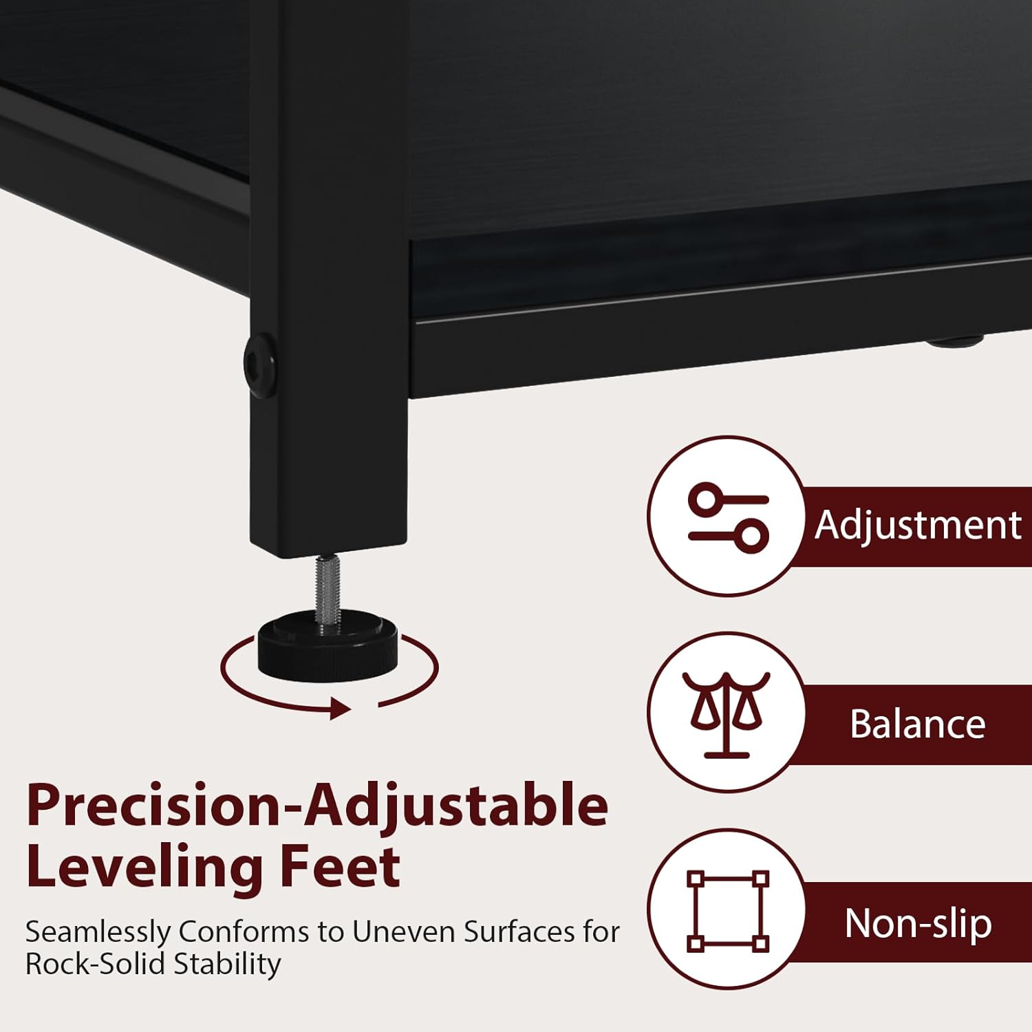 TFK 5-10 Gallon Fish Tank Stand, Height Adjustable Metal Aquarium Stand with Storage Drawers for Fish Tank Accessories Storage, Perfect for Turtle Tank, Reptile Terrarium, Black