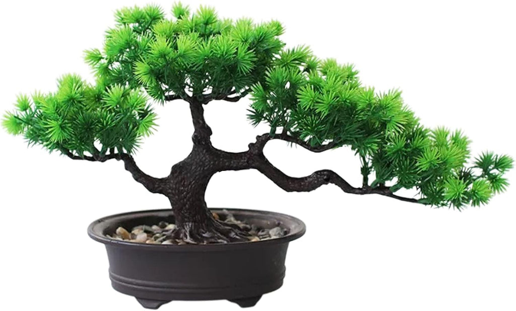 Artificial Bonsai Tree Fake Plant Decoration Potted Tree Faux House Plants Small Japanese Pine Bonsai Plant for Indoor Home Decoration Office Hotel Windowsill Desktop Display Zen Decor Trees