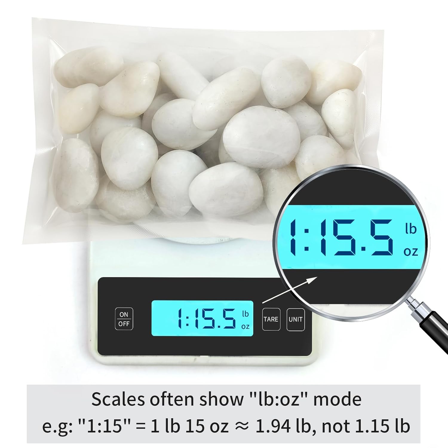 2 lbs Polished White Pebbles for Pebbles, 1-2 Inch Smooth White River Rocks for Plants Potted Vases Fillers Fish Tank Landscaping and Outdoor Garden Decorative Rocks