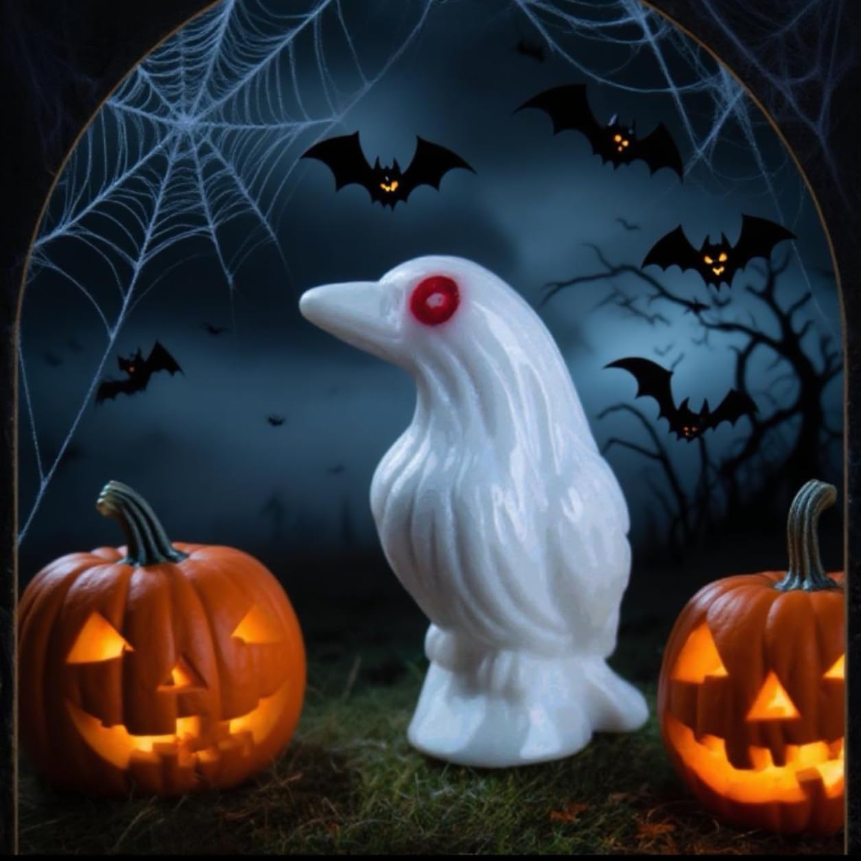 60 Pieces Halloween Crow Statue, Horror Courtyard Outdoor Decoration, Crow Props, Halloween Haunted House Party Decoration, White