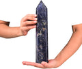 JIC Gem Extra Large Blue Sodalite Healing Crystal Wand 6 Faceted Blue Quartz Crystals Obelisk Tower Points Crystals Decor Reiki 4.0-4.4 Lbs