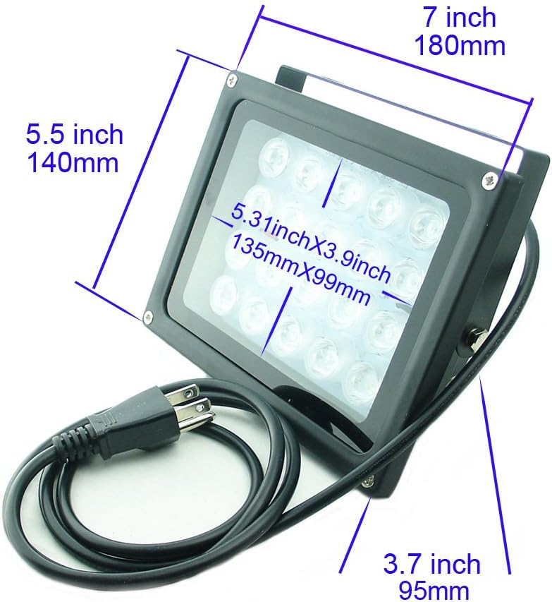 QUANS 110V 20W UV Ultra Violet High Power LED Light for Curing Glue Blacklight Fishing Aquarium with US Plug