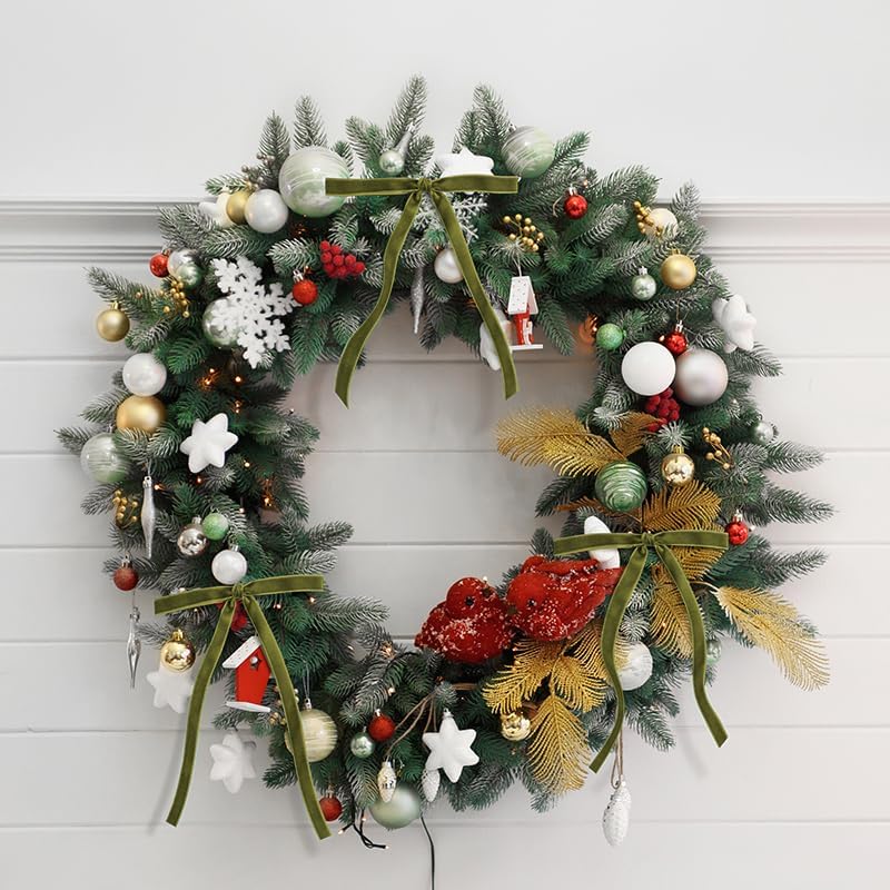SIMISI RIBBON 24Pcs Olive Green Christmas Velvet Ribbon Bows Decorations Xmas Ornaments Vintage Decor for Tree, Wreath, Garland (3/8'' Width, 5 * 7 inch)