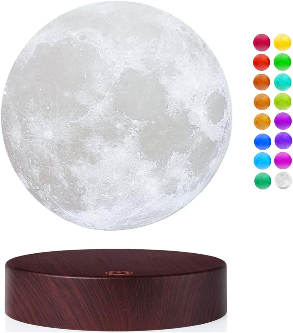 VGAzer Levitating Moon Lamp,Floating and Spinning in Air Freely with 3D Printing Moon Lamp Has 16 Colors Modes with Remote for Unique Gifts,Christmas,Room Decor,Night Light,Office Desk (16 Colors)