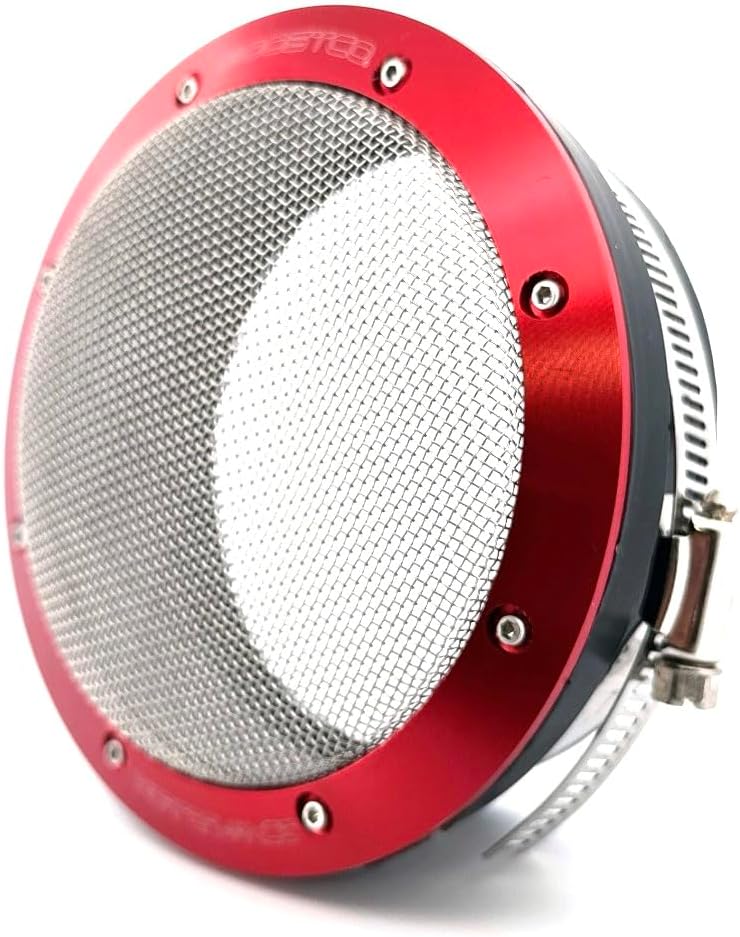 4" Turbo Inlet Screen – High Flow Stainless Mesh Filter – Cone Filter Replacement for Tight Bays & Race Builds – Street Version (4 inch, Red)