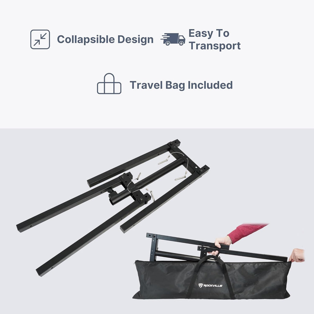 Rockville ACC-T Collapsible Tree Bar Accessory, Heavy-Duty Steel, 8 Mounting Points, 200 lb Load Capacity, 48" Wide, Includes 21" Extension Pole & Travel Bag, Perfect for DJ Lighting & Event Setups