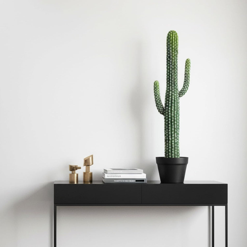 bellacat 30in UV Resistant Fake Cactus, Realistic Faux Cactus Plants Indoor with Black Pot, Artificial Cacti for Table Living Room Porch Office Indoor & Outdoor Decor