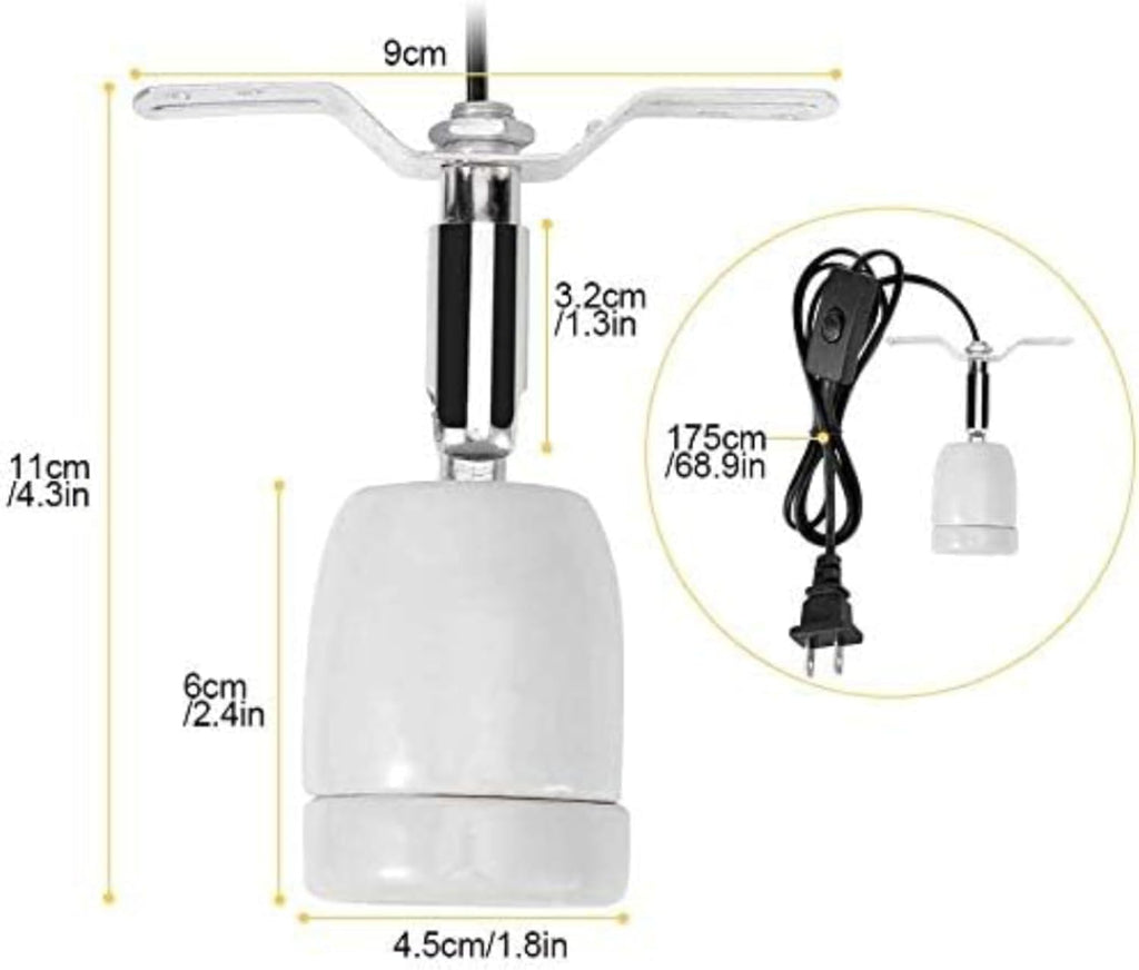 CHICIRIS 300W Lamp Socket, 360° Rotatable Heating Light Adjustable Bracket Kit with One-Button Switch, E26/E27 Ceramic Lamp Holder, for Aquarium, Lizard, Tortoise, Snake (Without