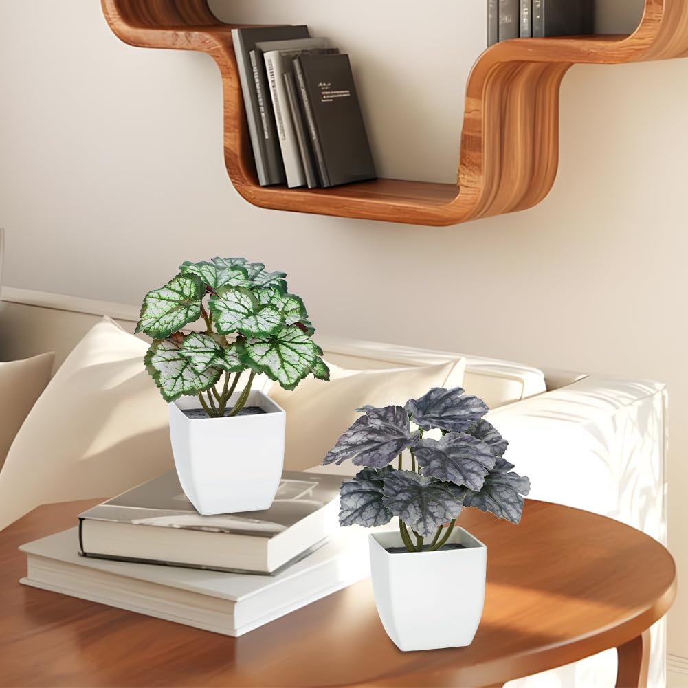 Briful 6PCS Fake Plants Potted Artificial Plants, Mini Faux Plants in White Pots Greenery Décor for Home Office Table Shelf Bathroom Farmhouse Indoor Decoration
