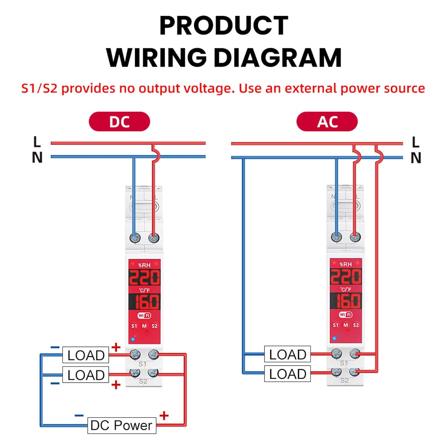 Eujgoov WiFi Temperature Humidity Switch Real Time Monitoring Dual Screen for Industrial Incubator Breeding Farm Remote Monitoring