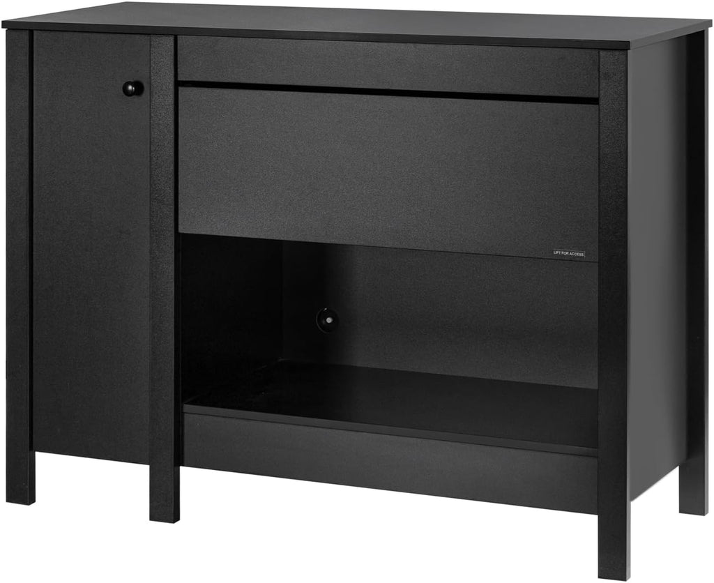 OIIBO Reptile Terrarium Stand Wooden Aquarium Stand with Cabinet for 48”Wx18”D Premium Black Reptile Terrarium Table with Retractable Flap