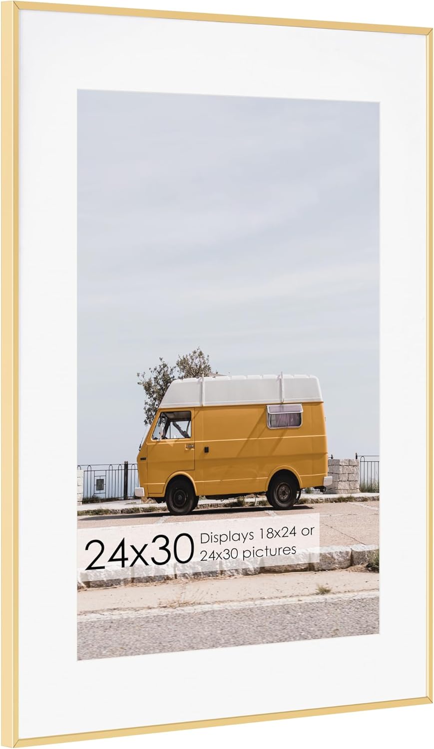 24x30 Metal Picture Frame with 18x24 Mat, Brushed Aluminum Finish, Tempered Glass Front, and Attached Hanging Hardware - Versatile Wall Display Frames for Vertical or Horizontal Orientation(Rose Gold,