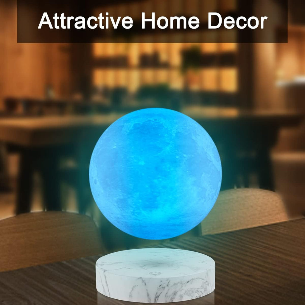 VGAzer Levitating Moon Lamp,Floating and Spinning in Air Freely with 3D Printing LED Moon Light Has 16 Colors 20 Modes for Unique Christmas Gifts,Room Decor (Marble Base 16 Colors)