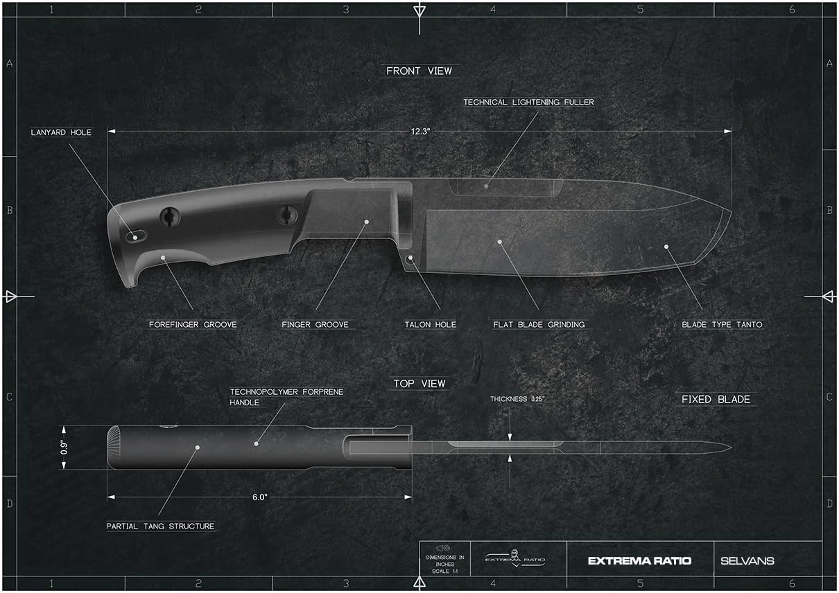 Extrema Ratio - Selvans (Green) Fixed Blade Knife, Böhler N690 Steel Blade Hardened to 58 HRC, Burnished Finish, Full-Tang Design, Ergonomic Forprene Handle, Precision Handcrafted in Italy, Heavy-Duty Outdoor Knife