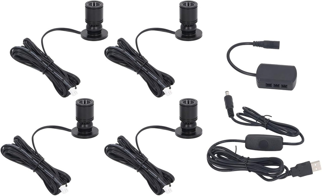 5V Dimmable LED Mini Spot Light with 6.6ft Cable, Jewelry/Indoor Picture/Art/Model Display Lights, USB Powered Spotlight for Jewelry Cabinets, Entryways, Tables Shelves (Warm White 3000K, 4 Pack)