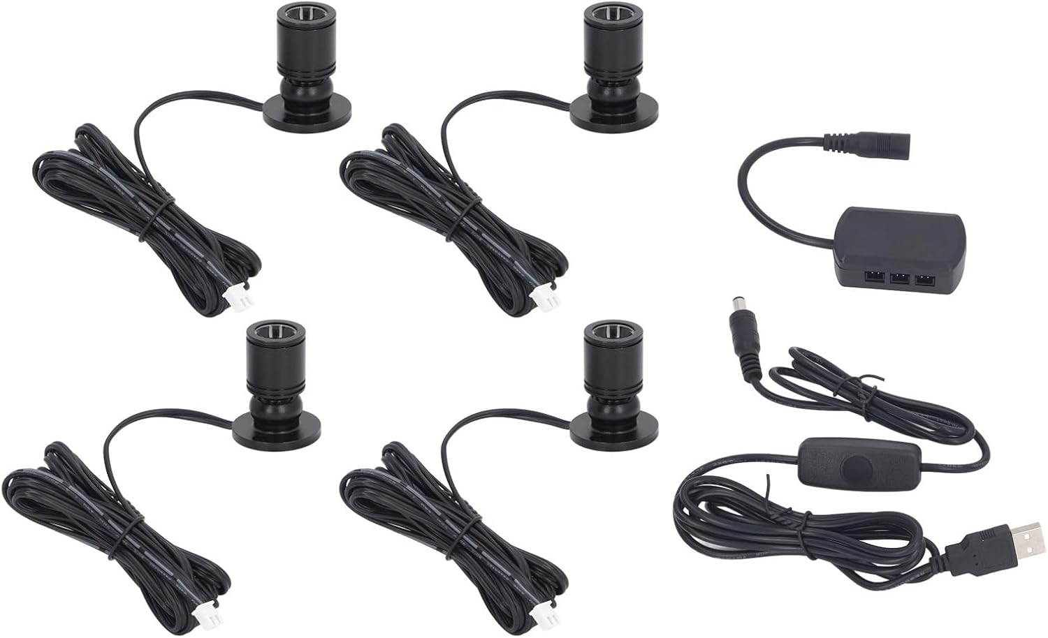 5V Dimmable LED Mini Spot Light with 6.6ft Cable, Jewelry/Indoor Picture/Art/Model Display Lights, USB Powered Spotlight for Jewelry Cabinets, Entryways, Tables Shelves (Positive White 6000K, 4 Pack)