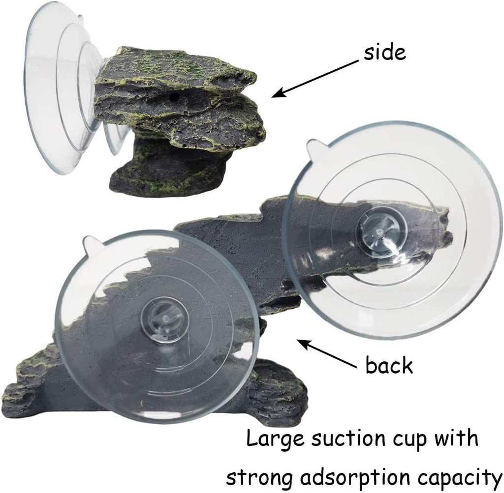 kathson Turtle Basking Platform Baby Tortoise Climbing Ramp Shale Reptiles Dock Resting Terrace Stone Small Aquarium Ornament Rock Landscaping Decoration for Frogs Newts (Small size:6.0”Lx2.7”Wx2.7”H)