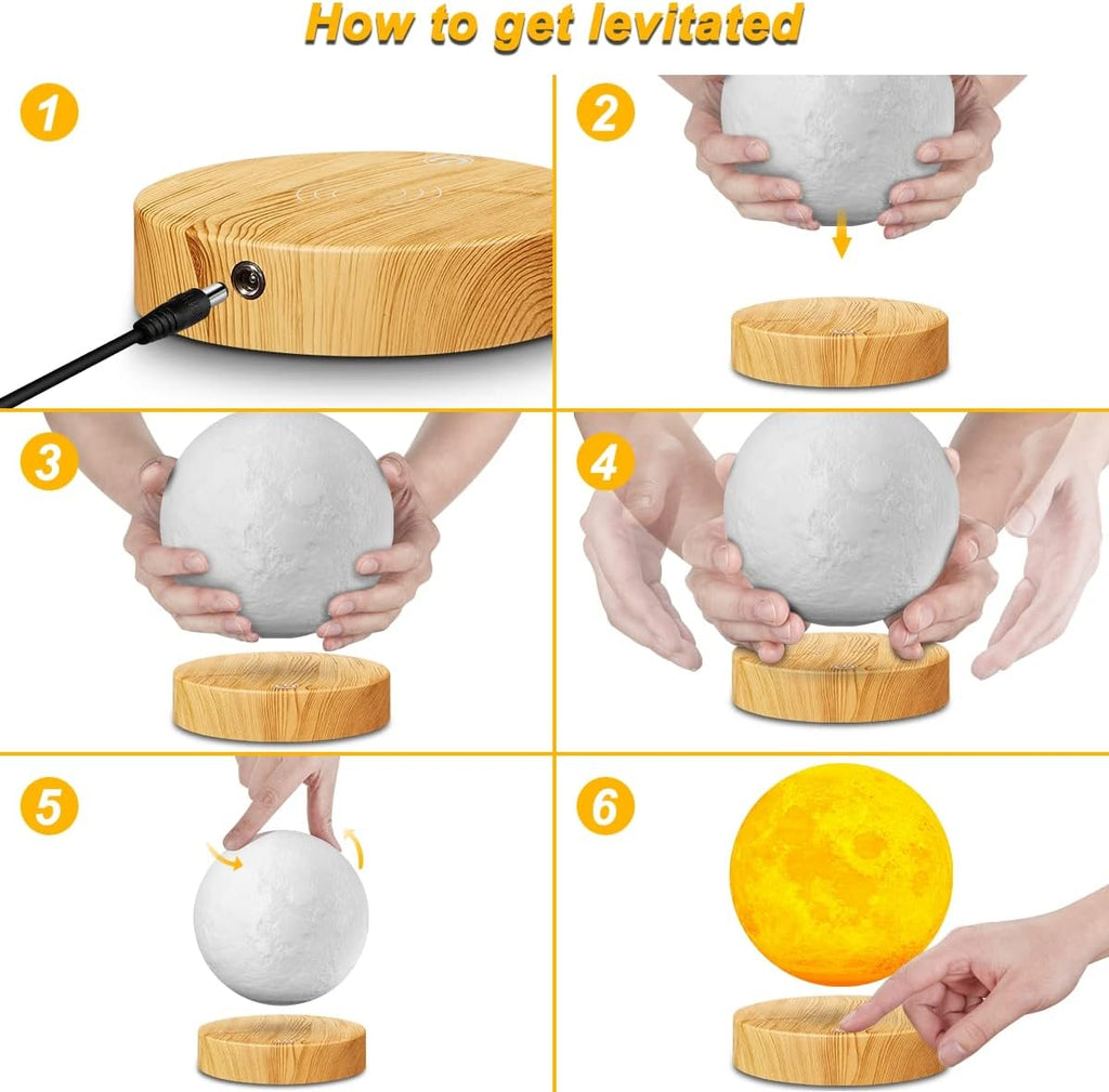 VGAzer Levitating Moon Lamp 5.9 Inch 16 Colors Moon Lamp 3D Moon LED Light with Remote Control for Unique Gifts,Room Decor,Night Light,Office Desk Toys