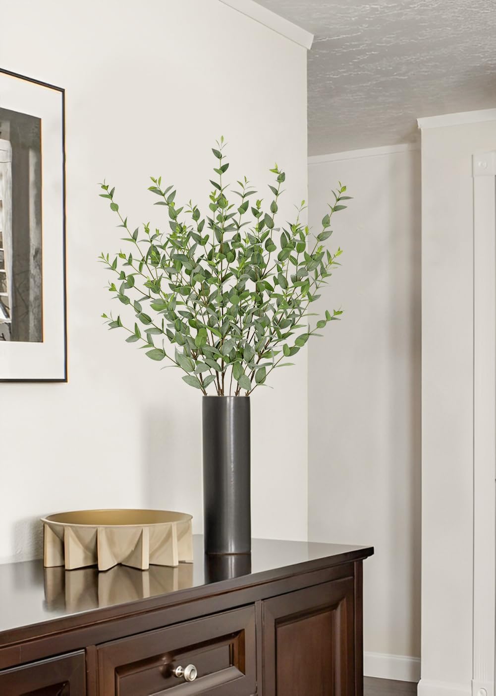 Faux Eucalyptus Stems Willow Eucalyptus Leaves Fake Salix Leaves 5 Pcs Artificial Greenery Stems for DIY Bouquet Arrangements Centerpieces Shower Decorations-Artificial Eucalyptus Stems-Green