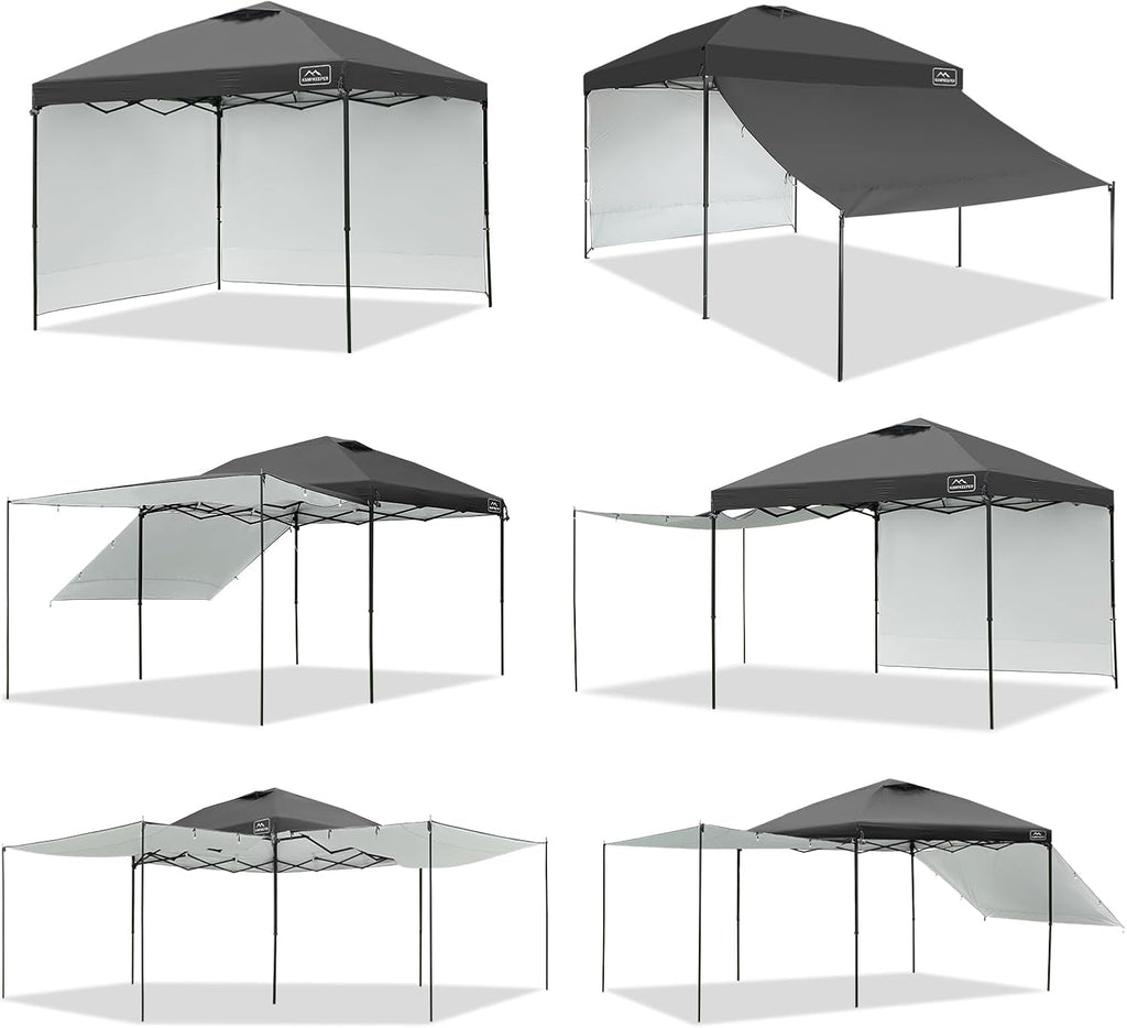 KAMPKEEPER 10x10 Easy Pop Up Canopy Tent with Sidewalls, Instant Outdoor Shade Shelter with Removable 10FT Sun Walls, Quick Setup Waterproof and UV-Resistant for Patio (Black, 2 sidewall)