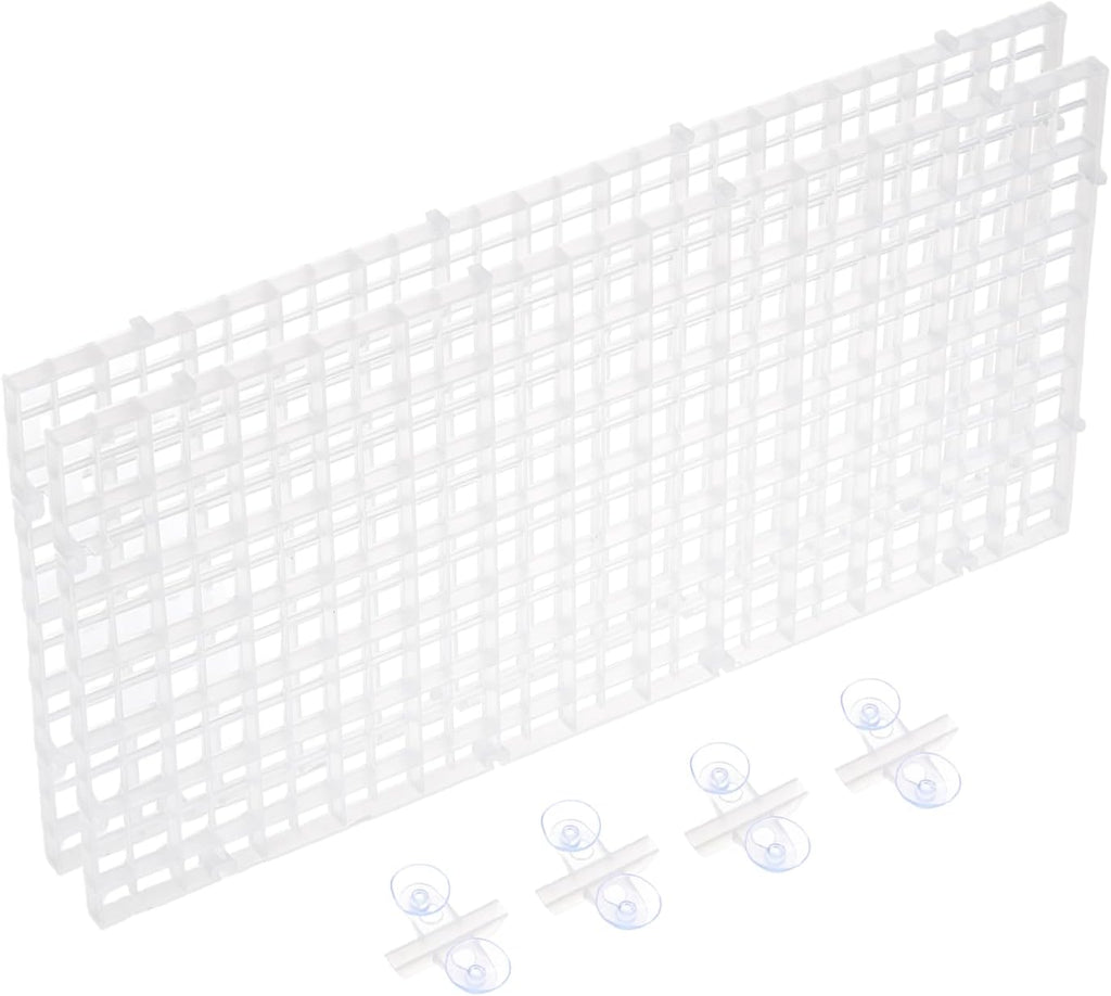 uxcell 2Pcs Aquarium Fish Tank Divider, 12x6 Inch Plastic Egg Crate Light Diffuser Grid Filter Bottom Partition Separator with Sucker Clips and Suction Cups for Aquarium, Clear