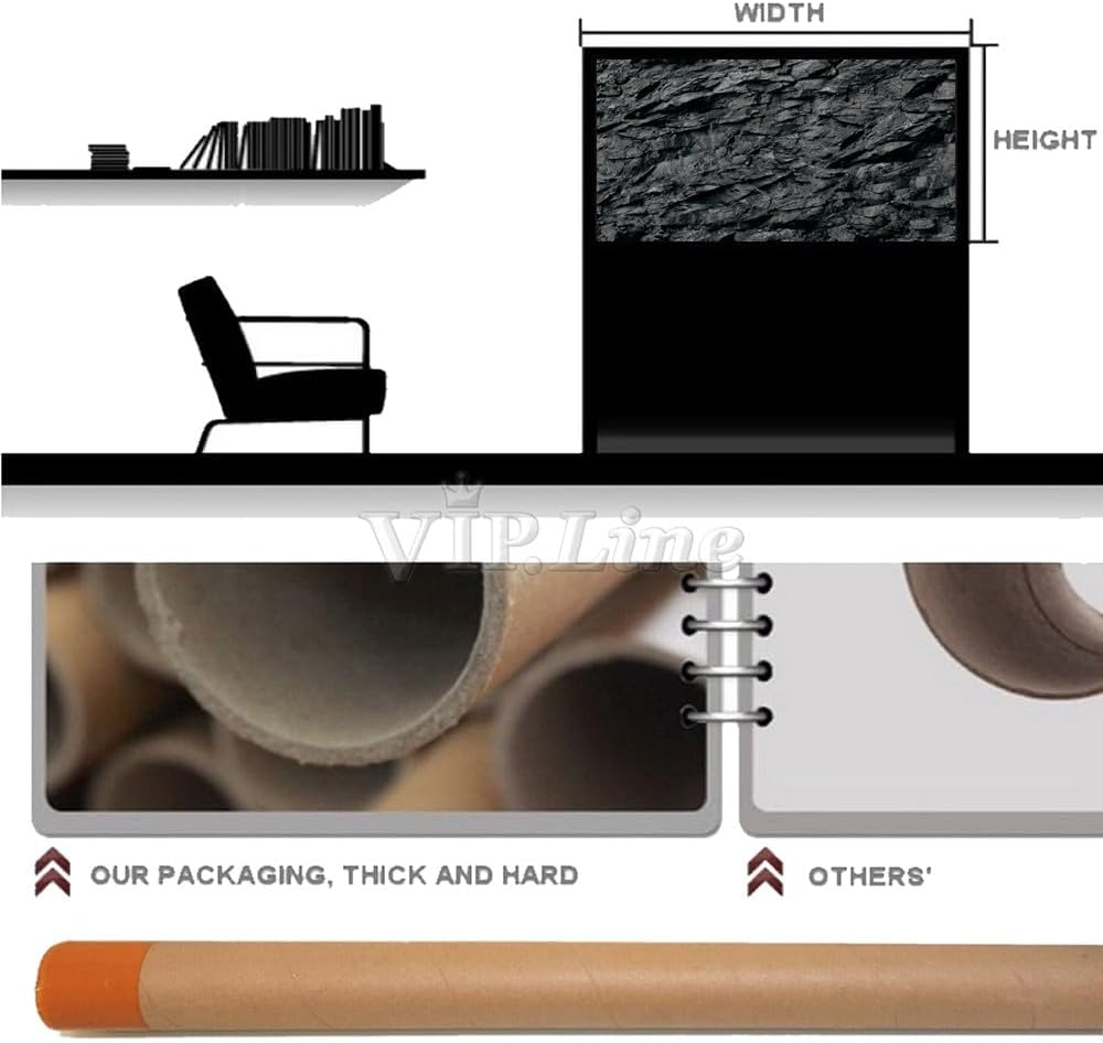 VIP. LINE 3D Effect Black Stone Texture Aquarium Background Poster Fish Tank Backdrop Decorations PVC Background (60" x 24"/ 152 x 61cm)