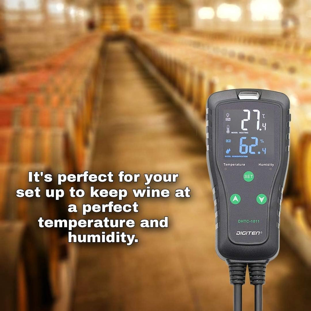 Temperature and Humidity ControllerPlug-in Thermostat Humidistat Reptile Greenhouse,Dual Stage Pre-Wired Outlet 110V 10A
