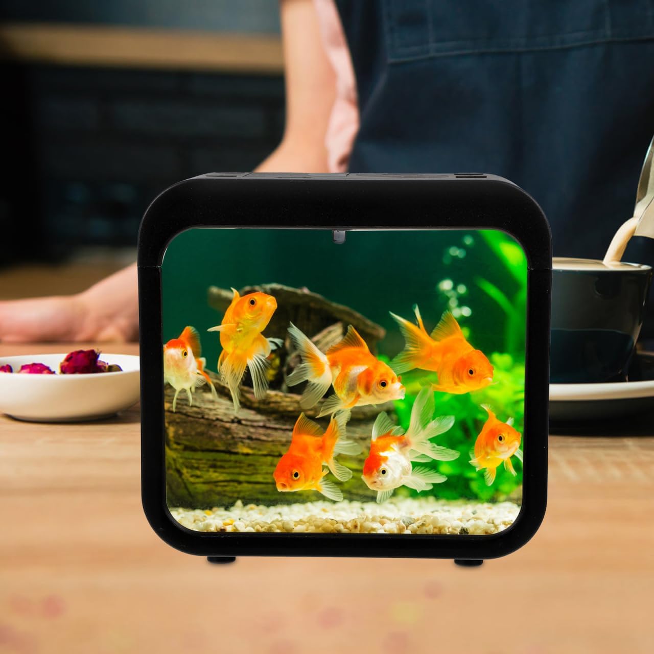 Mini Fish Tank with Light Transparent Fish Breeding Box for Betta Small Aquarium for Home Decor and Desktop Use Color Changing