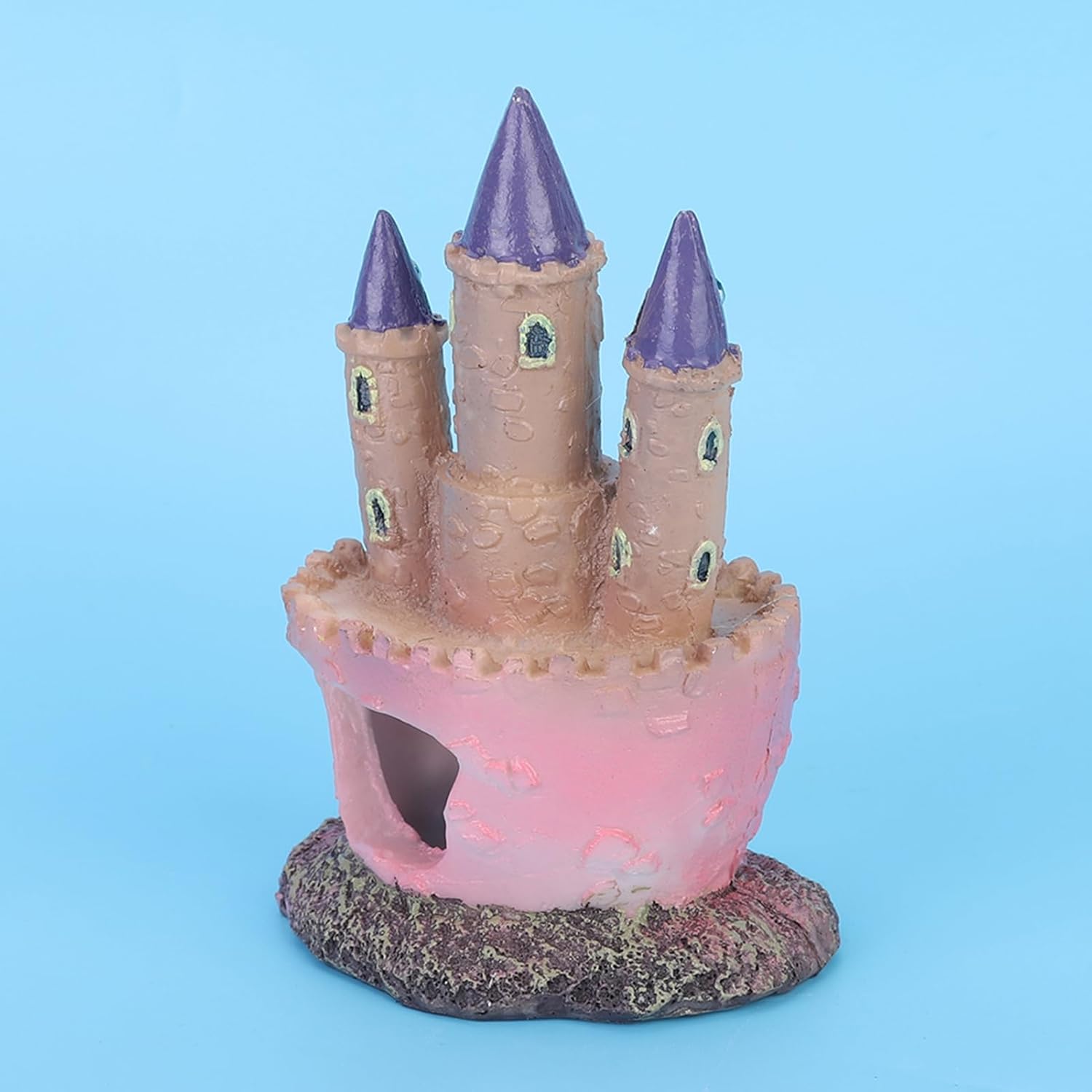Agatige 2 PCS Castle Aquarium Decoration, Cartoon Pink Fish Tank Castle Decor, 3D Resin Betta Fish Cave Hideouts for Freshwater and Saltwater Fishtanks, 11.5cm/4.5in