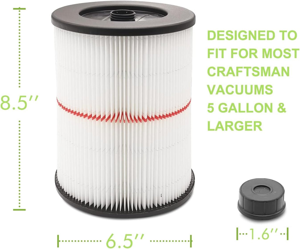 17816 Filter for Craftsman Shop Vac Air Filter, Replacement for Craftsman Wet Dry Vac Filter for Craftsman 9-17816 Vacuum Filter 5 6 8 12 16 Gallon and Larger Vacuum Cleaner 2 Pack