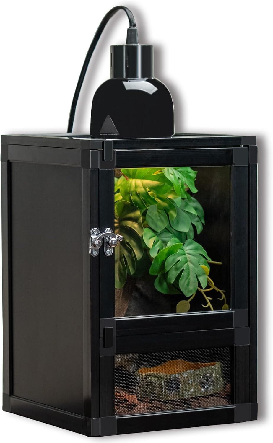 Jumping Spider Enclosure, Toxirium 8" x 8" x 12" Small Reptile Cage Hatching Habitat, Screen & Acrylic Doors, Ventilated Terrarium for Lizards, Snakes, Frogs, Easy Assembly, Two Doors