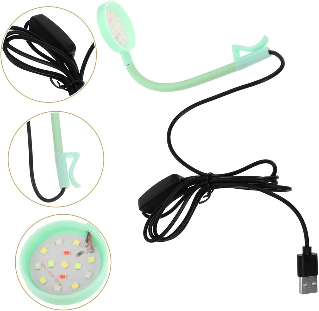 jojofuny Compact Clip-Type Aquarium Lamp USB LED Fish Tank Light for Planted Tanks Design with Easy Installation and Heat Dissipation Suitable for Small Fish Bowls