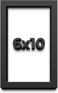 6x10 Shadow Box Frame Black | 1 Inch Deep Solid Wood Shadowbox Display Frame | UV Resistant Acrylic Plexiglass, Acid Free Backing, and Hanging Hardware | Dugan Picture Frame Style