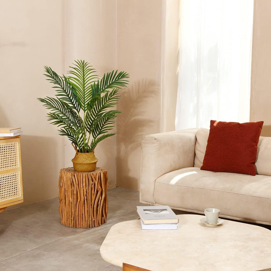 LOMANTO Fake Majesty Palm Plant 3Ft Artificial Plants for Home Decor Indoor Small Faux Trees in Pot Fake Tropical Plants for Housewarming Gift 2Pack
