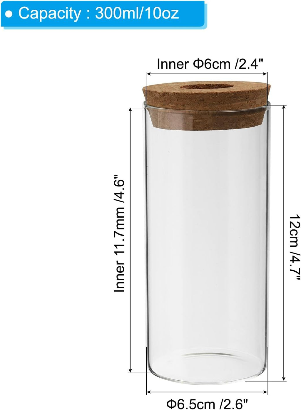 PATIKIL 4.7"x2.6" Plant Propagation Terrarium, Glass Cylinder Vase Desktop Glass Planter with Cork Stopper for Hydroponic Plants Centerpieces