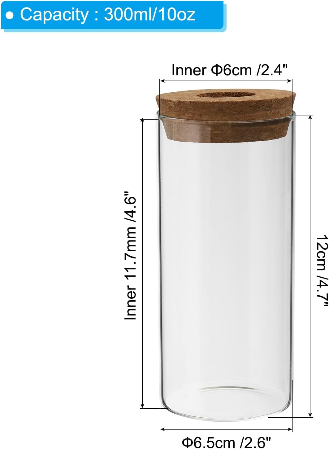 PATIKIL 4.7"x2.6" Plant Propagation Terrarium, Glass Cylinder Vase Desktop Glass Planter with Cork Stopper for Hydroponic Plants Centerpieces