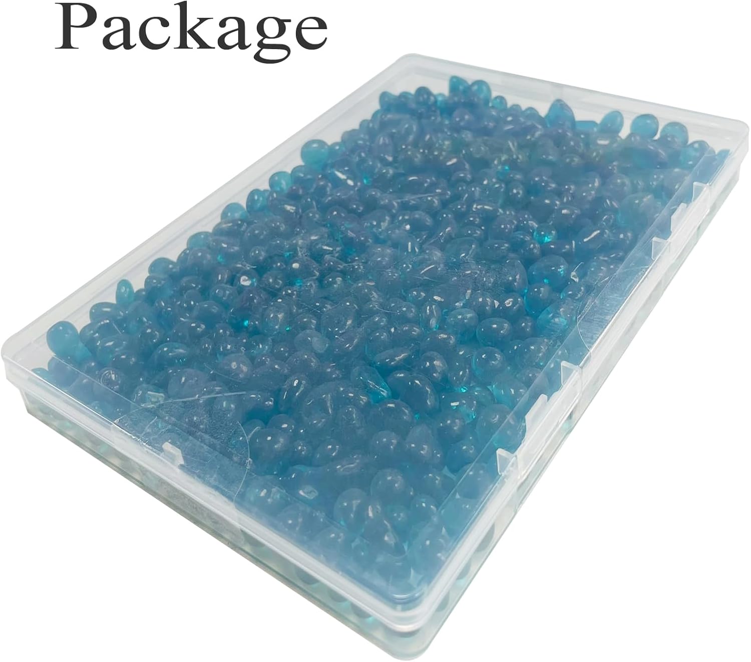 Glass Stones, 0.85LB/385g Aquarium Gravel Rocks, Blue Green Pebbles for Fish Tank, Sea Glass for Vase Filler Craft