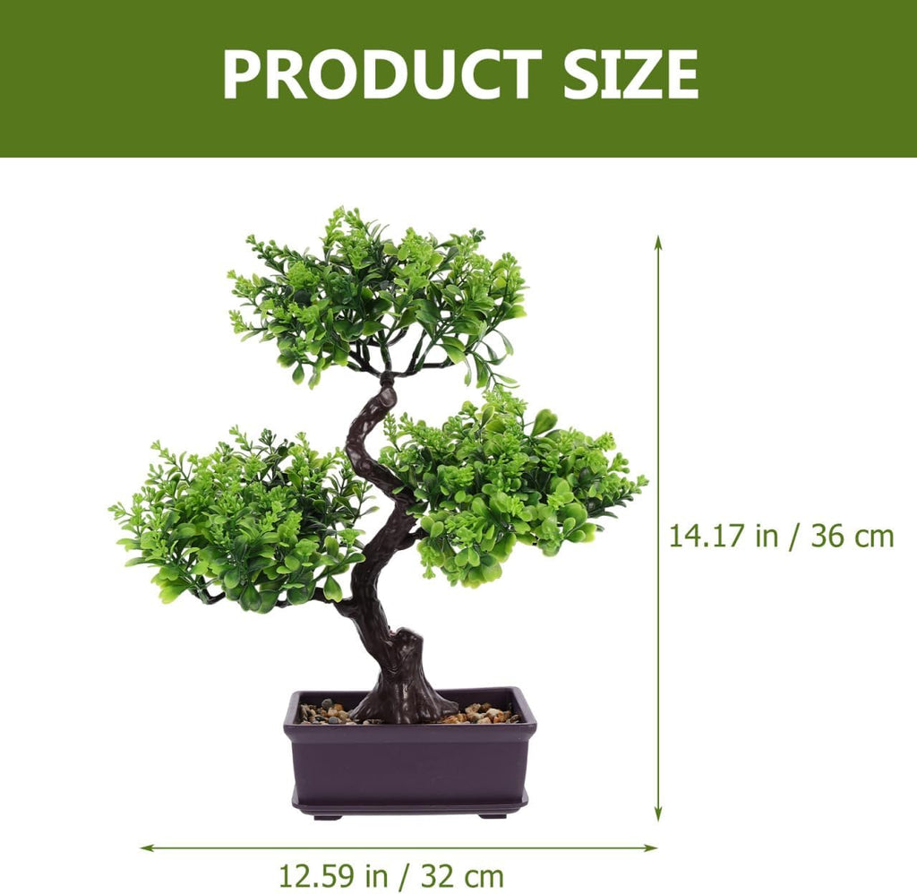 Cabilock Artificial Bonsai Tree, Fake Potted Bonsai Plants Decoration, Simulation Faux Plants Decor, Desktop Realistic Welcoming Pine Ornament for Home Office Entryway Chests Decor, Green